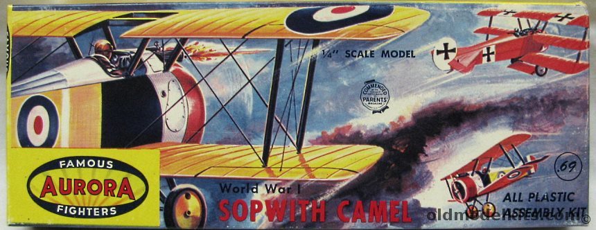 Aurora 1/48 Sopwith Camel, 102-69 plastic model kit